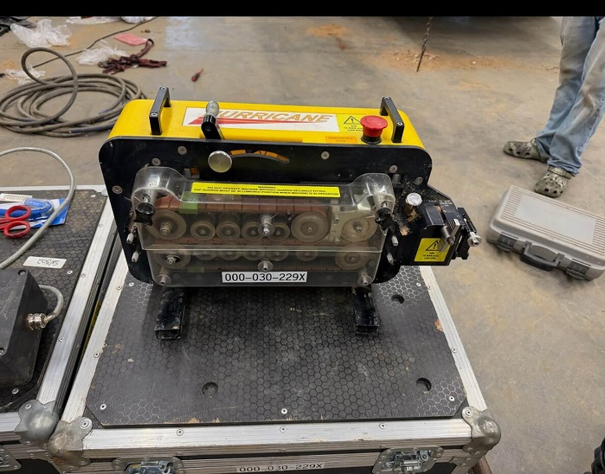 GMP Hurricane Model 90000 cable blowing machine used by Laffont LLC for underground fiber deployment